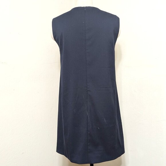 Vintage Navy Blue Shift Pocket Dress SZ L - Picture 3 of 3